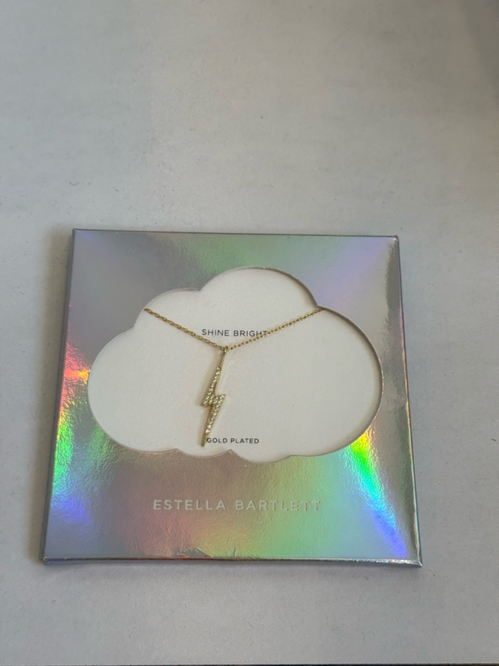 NWT Estella Bartlett Gold-Plated CZ Lightning Bolt Necklace - Picture 2 of 4